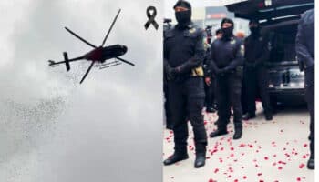 Helicóptero arroja pétalos de rosas para despedir a mando asesinado