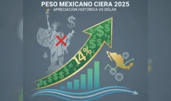 Peso mexicano cierra 2025 con apreciación histórica de casi 14 % frente al dólar