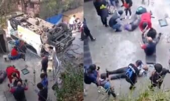 Videos | Combi cae a barranca en Nicolás Romero, Edomex; hay al menos 16 pasajeros heridos